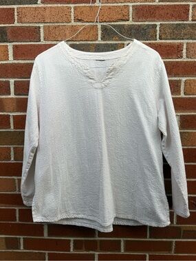 Focus 100% Cotton White Textured Tunic Top